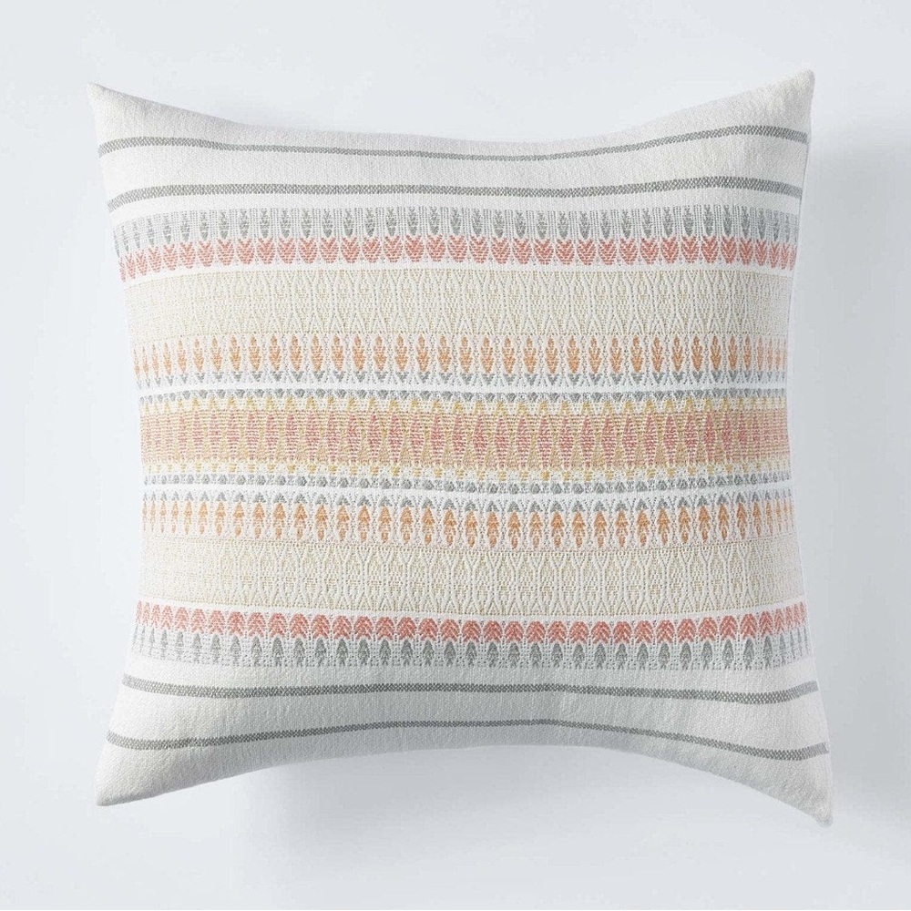 Two (2) Coyuchi Striped Pillow in Cream, Orange, and Gray